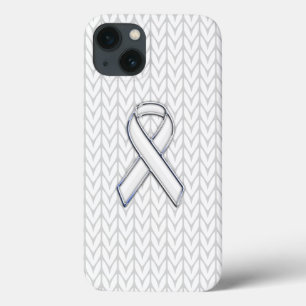 White Chevrons Strick Ribbon Awareness Print title_seo2