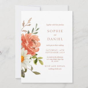 White Chic Floral Watercolor Einladung zur Hochzei