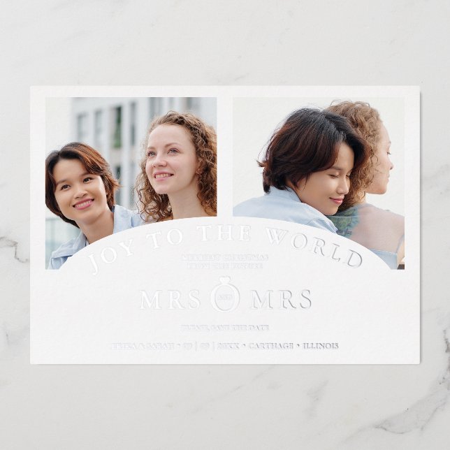 White Chic Luxury Grau 2 Fotos Collage Folieneinladung (Vorderseite)