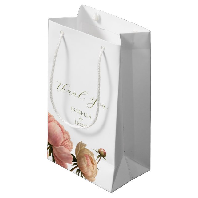 White | Chic Rose Wedding Wedding Kleine Geschenktüte (Vorderseite Schrägansicht)