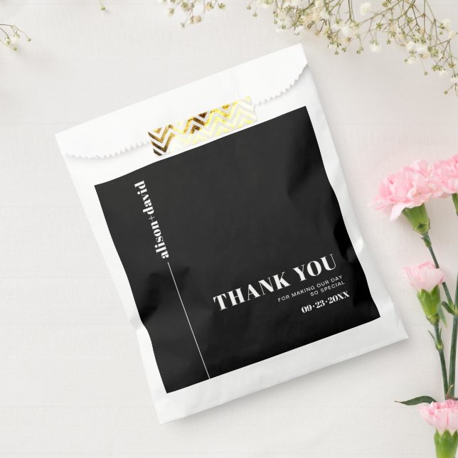 White chic Typografy minimalistisch Danke Hochzeit Geschenktütchen (Versiegelt)