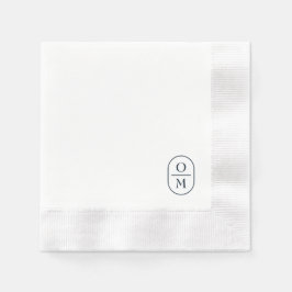 White | Chic Typography Minimal Monogram Wedding Serviette