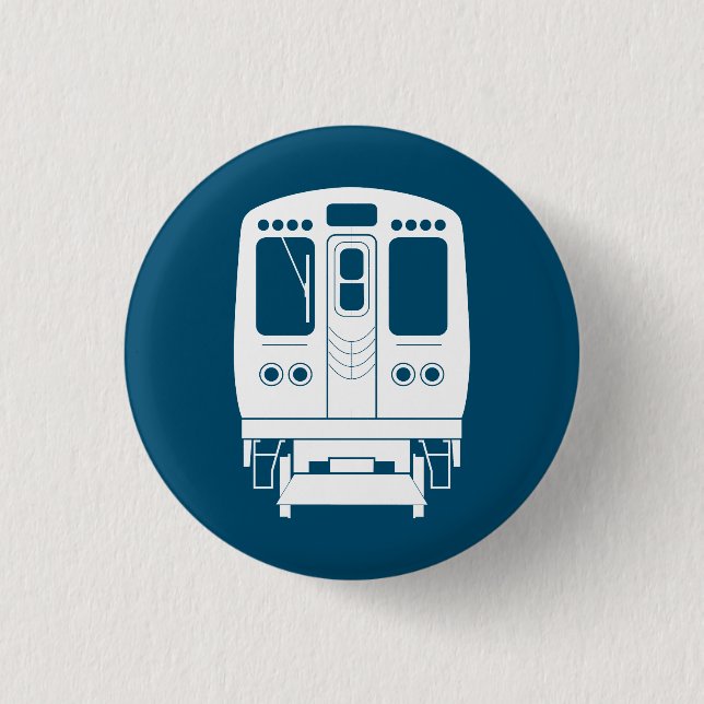 White Chicago "L" Profil auf Blue Background Button (Vorderseite)
