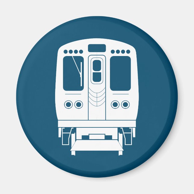 White Chicago "L" Profil auf Blue Background Magnet (Vorne)