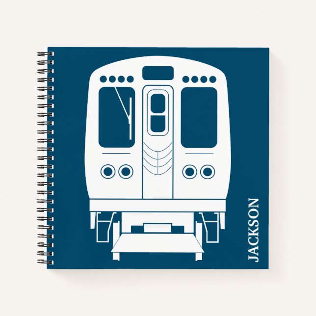 White Chicago "L" Profil auf Blue Background Notizbuch (Vorderseite)