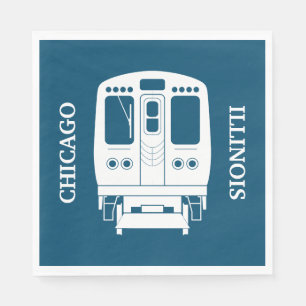 White Chicago "L" Profil auf Blue Background Serviette