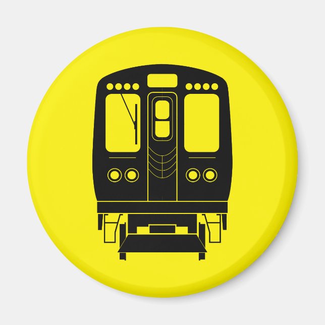 White Chicago "L" Profil auf gelbem Hintergrund Magnet (Vorne)