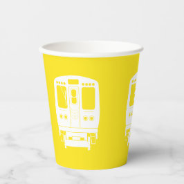 White Chicago "L" Profil auf gelbem Hintergrund Pappbecher