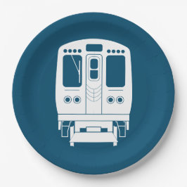 White Chicago "L" Profil auf gelbem Hintergrund Pappteller