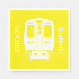 White Chicago "L" Profil auf gelbem Hintergrund Serviette