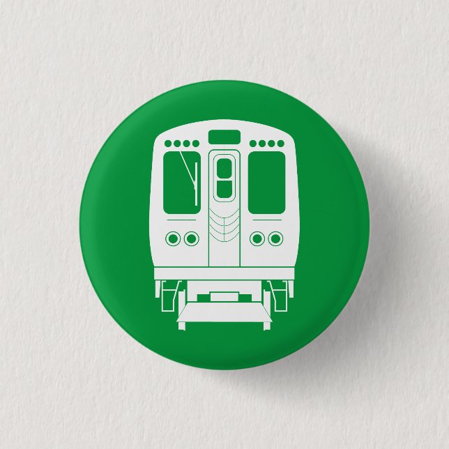 White Chicago "L" Profil auf grünem Hintergrund Button (Vorderseite)
