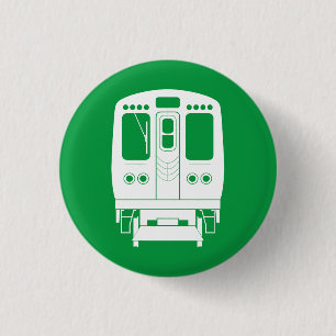 White Chicago "L" Profil auf grünem Hintergrund Button