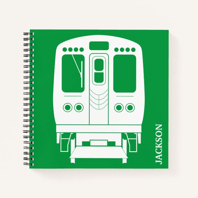 White Chicago "L" Profil auf grünem Hintergrund Notizbuch (Vorderseite)