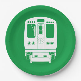 White Chicago "L" Profil auf grünem Hintergrund Pappteller