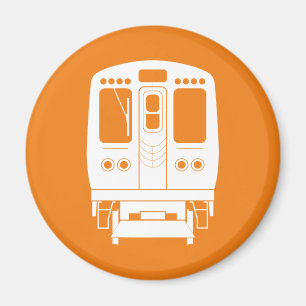 White Chicago "L" Profil auf Orange Background Magnet