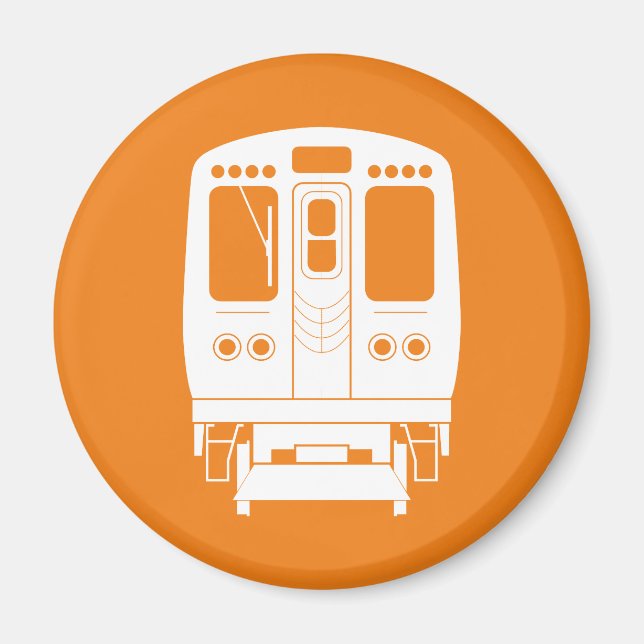 White Chicago "L" Profil auf Orange Background Magnet (Vorne)