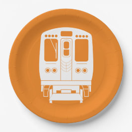 White Chicago "L" Profil auf Orange Background Pappteller