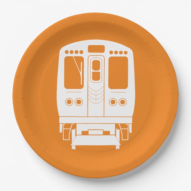 White Chicago "L" Profil auf Orange Background Pappteller (Vorderseite)