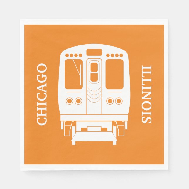 White Chicago "L" Profil auf Orange Background Serviette (Vorderseite)