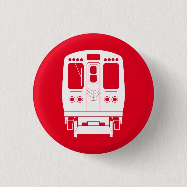 White Chicago "L" Profil auf Red Background Button (Vorderseite)
