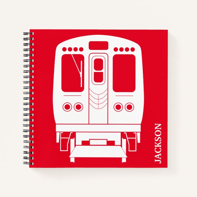 White Chicago "L" Profil auf Red Background Notizbuch (Vorderseite)