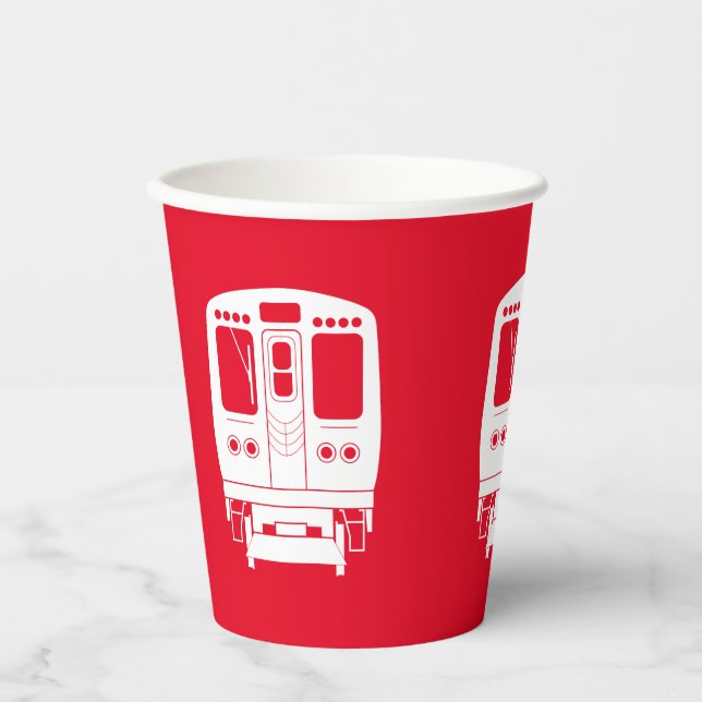 White Chicago "L" Profil auf Red Background Pappbecher (Vorderseite)