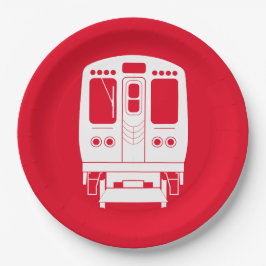 White Chicago "L" Profil auf Red Background Pappteller