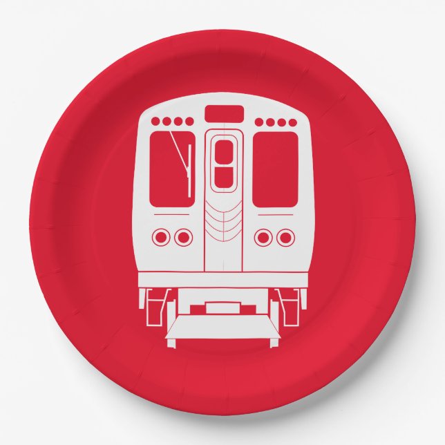 White Chicago "L" Profil auf Red Background Pappteller (Vorderseite)