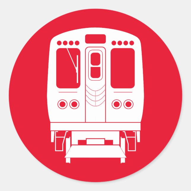 White Chicago "L" Profil auf Red Background Runder Aufkleber (Vorderseite)