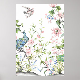 White Chinoiserie Kunstdrucke | 24 x 36 Zoll Poster