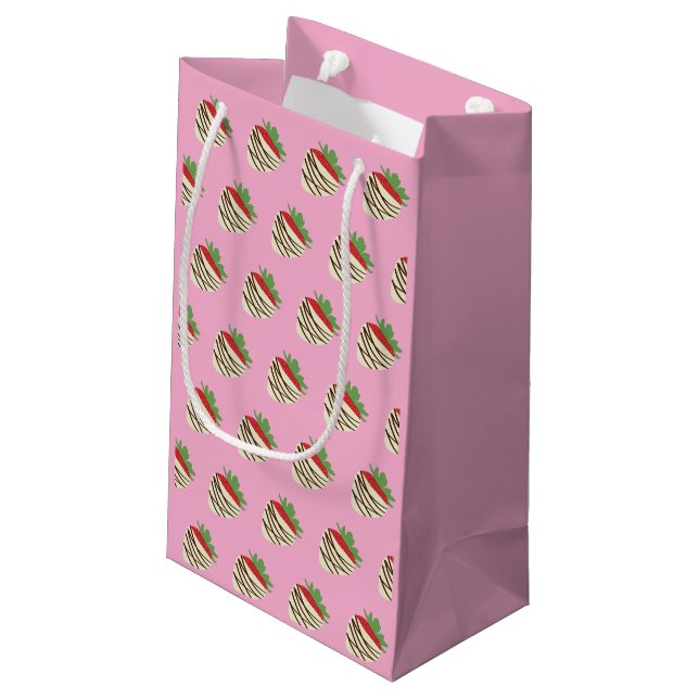 White Chocolate-Covered Strawberry Kleine Geschenktüte (Rückseite Schrägansicht)