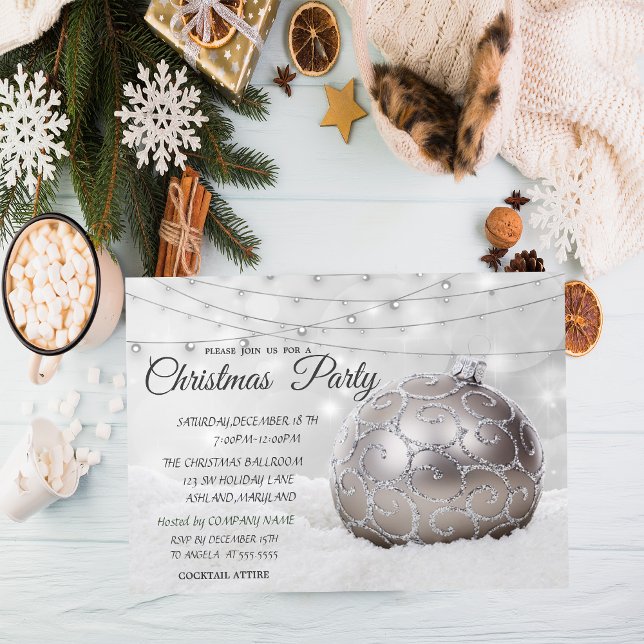 White Christmas Ball Company Weihnachts-Party Einladung (Von Creator hochgeladen)