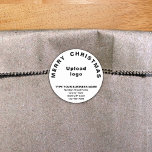 White Christmas Business Round Shape Sticker<br><div class="desc">Frohe Weihnachten! Einer der bekanntesten Feiertage des Jahres. Es ist auch eine der besten Jahreszeiten für Werbung für Ihr Unternehmen. Rundform Aufkleber mit fröhlichen Weihnachtsgrüßen, Ihrem Firmennamen und weiteren Informationen über Ihr Unternehmen. Sie können es als Zubehör für Ihr Produktverpackungsmaterial verwenden, um Ihren Produktnamen zu fördern. Sie können es auch...</div>