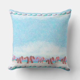 White Christmas Candy Cane Forest Kissen