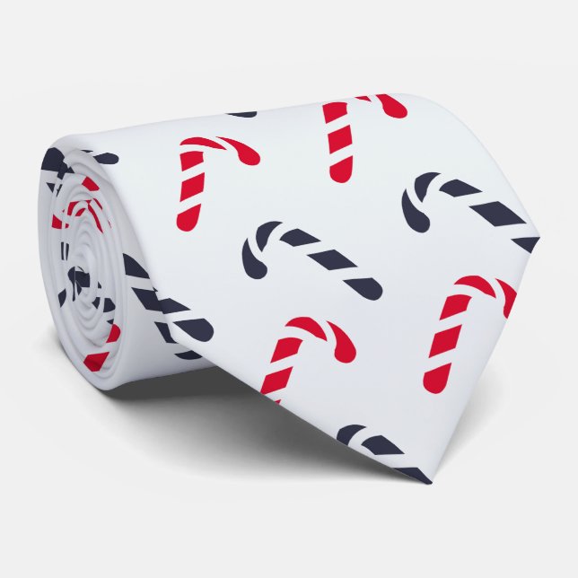 White Christmas Candy Cane Nahtloses Muster Krawatte (Gerollt)