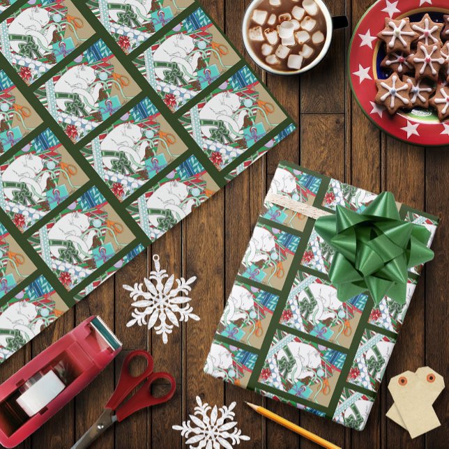 White Christmas Cat Geschenkpapier (Von Creator hochgeladen)