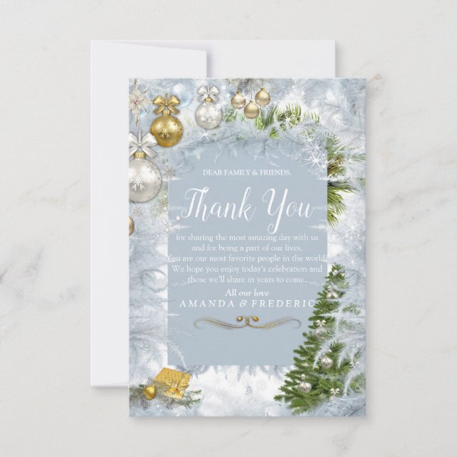 White Christmas Dankeschön-Karte RSVP Karte (Vorderseite)