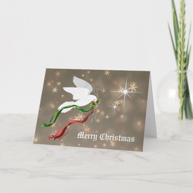 White Christmas Dove Feiertagskarte (Vorderseite)