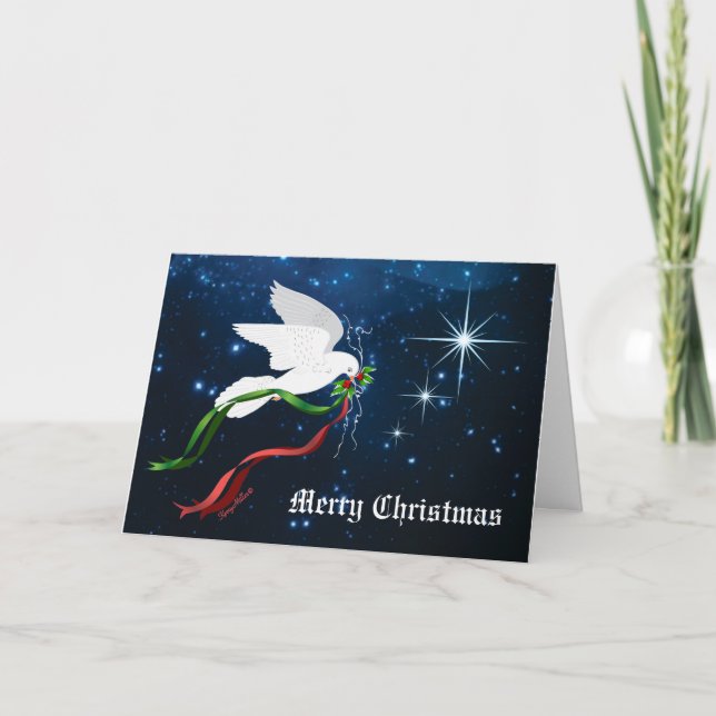 White Christmas Dove Feiertagskarte (Vorderseite)