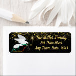 White Christmas Dove Label<br><div class="desc">Dekorieren Sie Ihren Weihnachtsumschlag mit diesem White Christmas Dove Address Label! Dieses Gold und Schwarz Weihnachtslabel hat eine passende weiße Dove Weihnachtskarte und Umschlag! Dies ist ein Original Art Design von Künstler Kerry Miller.</div>