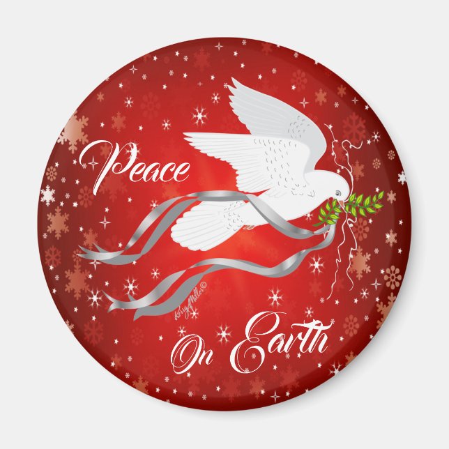 White Christmas Dove Magnet (Vorne)