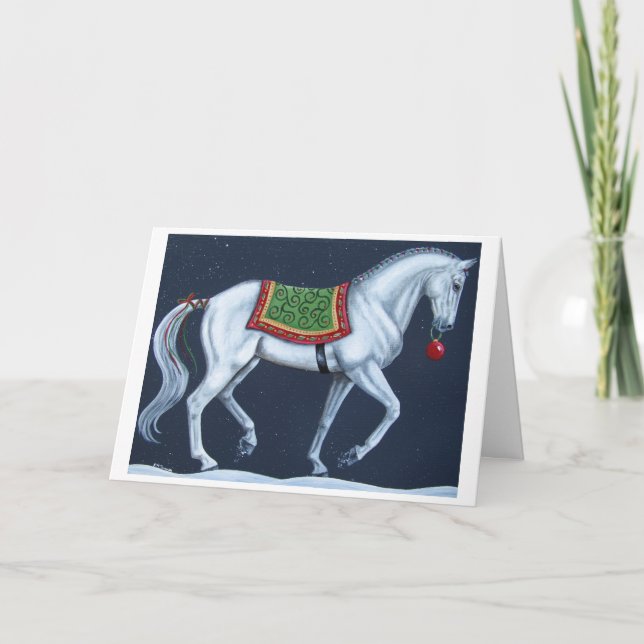 White Christmas Dressage Warmblut Feiertagskarte (Vorderseite)
