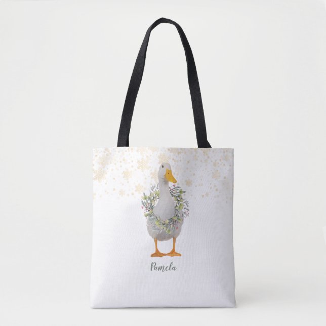 White Christmas Duck Tote Bag Tasche (Vorderseite)