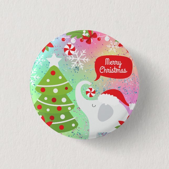 White Christmas Elephant Button (Vorderseite)