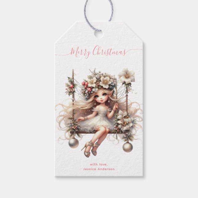 White Christmas Fairy Geschenkanhänger (Vorderseite)