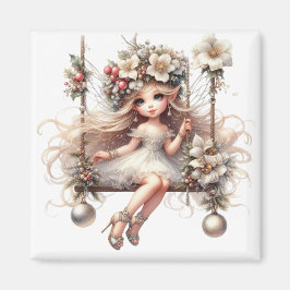 White Christmas Fairy Magnet