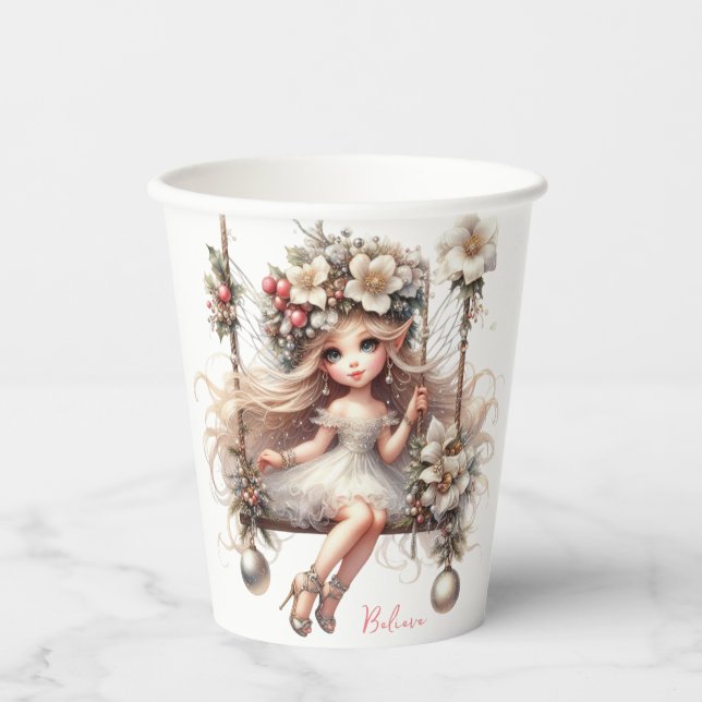 White Christmas Fairy Pappbecher (Vorderseite)