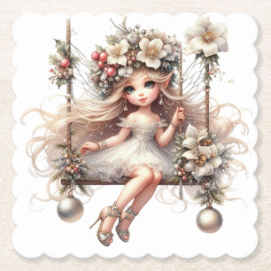 White Christmas Fairy Untersetzer
