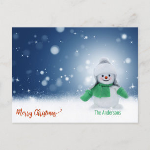 White Christmas Funny Snowman Weihnachtskarte Feiertagspostkarte