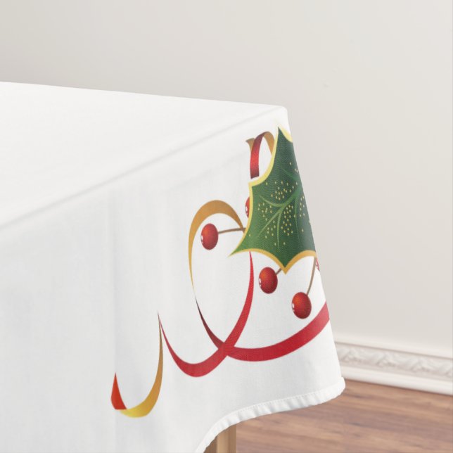 White Christmas Holly Tablecloth Tischdecke (Beispiel)